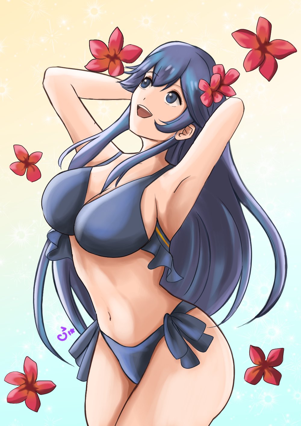 1girl 1girl 1girl 매혹적인 대체_의상 비키니 blue_bikini blue_eyes blue_hair blue_swimsuit 가슴 여성 전용 fire_emblem fire_emblem_awakening hiarikie lucina lucina_(fire_emblem) nintendo open_mouth 수영복