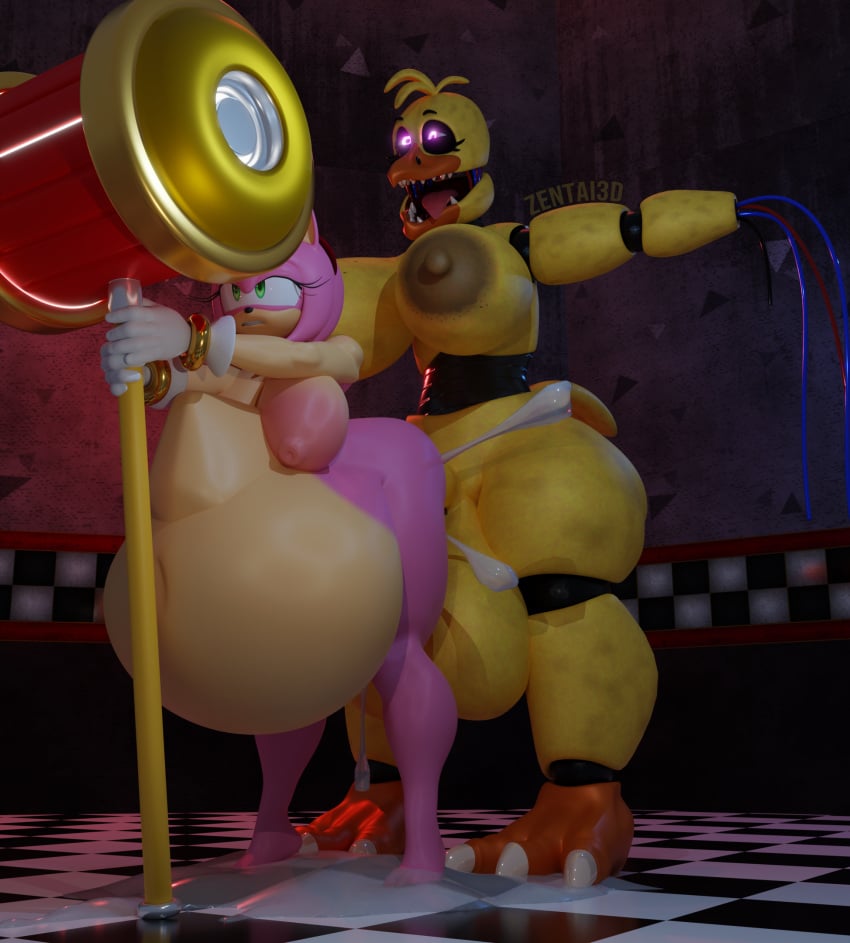 1futa 1girl amy_rose cumflation five_nights_at_freddy&#039;s hyper_penis sega sega thigh_bulge toy_chica withered_chica zentaisfm