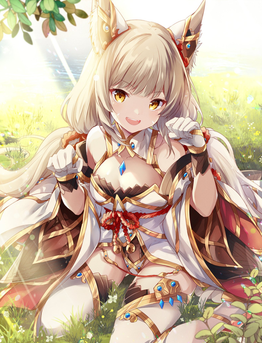 1girl alluring Animal_ears cat_ears cat_girl chest_jewel core_crystal_(xenoblade) high_res leotard nia nia_(blade)_(xenoblade) nia_(xenoblade) nintendo small_breasts solo ui_frara xenoblade_(시리즈) xenoblade_chronicles_2