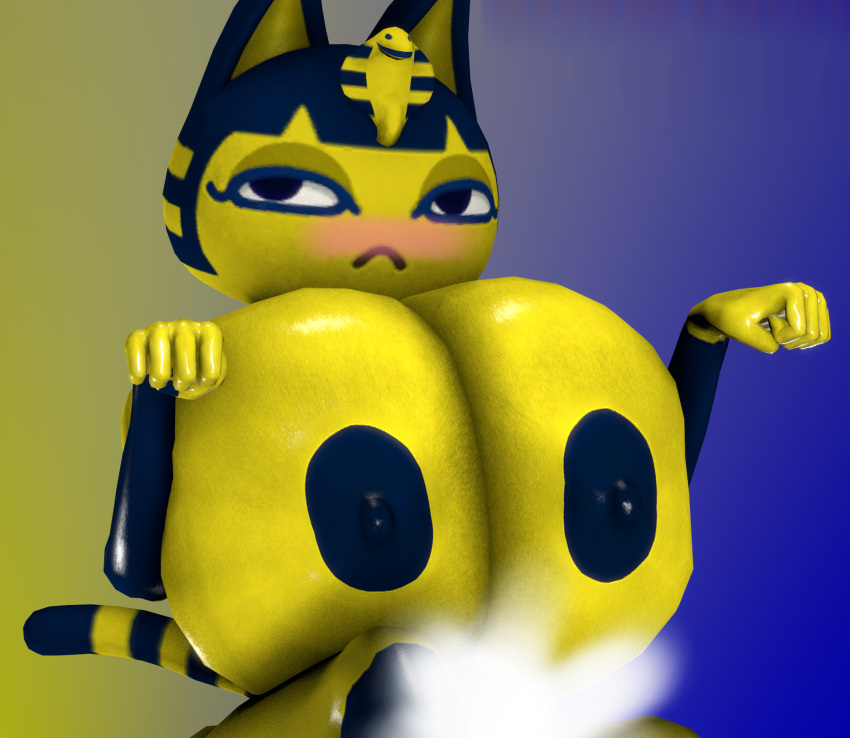 1boy 1futa 동물_교차 ankha_(animal_crossing) 홍당무 정액 cum_milking 구강 futa_on_male futanari hyper_breasts hipfutalover sucking_penis tagme