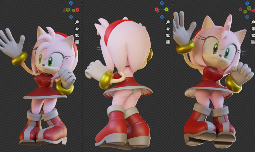 3d 3d_(아트워크) amy_rose hedgehog_girl 세가 sonic_the_hedgehog_(시리즈)