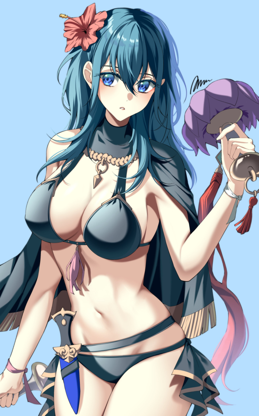 1girl 매혹적인 asan_a_aa 큰 가슴 비키니 파란 눈 byleth_(불꽃_상징) byleth_(불꽃_상징)_(여자) byleth_(여름)_(불꽃_상징)_(여자) 가슴 여성 전용 불상징 불상징:_세 개의 집 불상징_영웅 닌텐도 수영복 청록색 머리