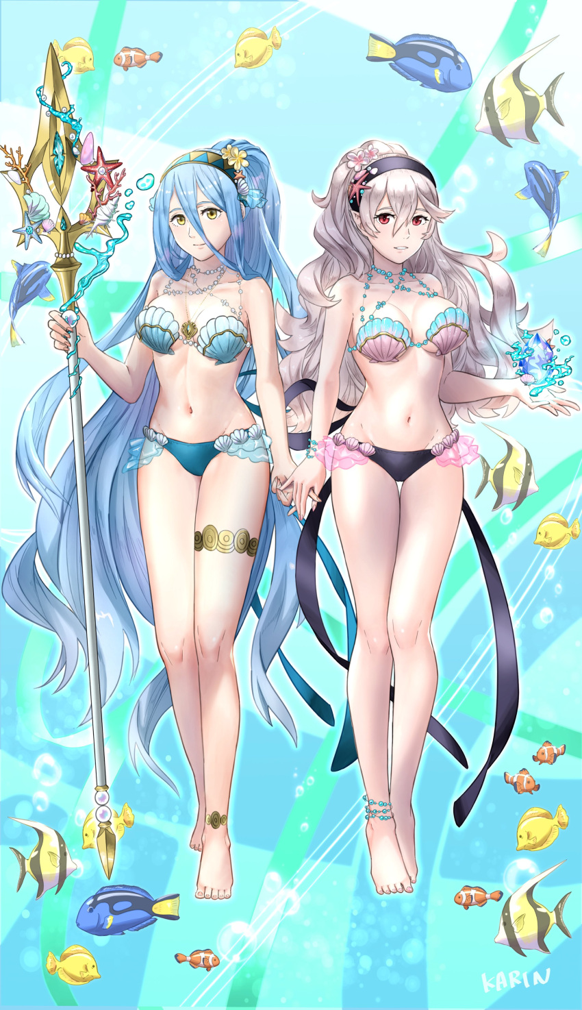 1girl 2_girls 6nutqd2kwd0iqcl 터무니없는_고급 매혹적인 대체_의상 대체_헤어스타일 azura_(fire_emblem) 맨발 큰_가슴 비키니 블루_비키니 블루_머리 블루_수영복 corrin_(fire_emblem) corrin_(fire_emblem)_(여자) 코스프레 발 여성_전용 fire_emblem fire_emblem_cipher fire_emblem_fates 물고기 눈 사이의 머리카락 고해상도 손잡기 긴_머리 중간_가슴 여러_여자 배꼽 닌텐도 공식_대체_의상 공식_스타일 껍질 껍질_비키니 수영복 발가락 매우_긴_머리 노란_눈