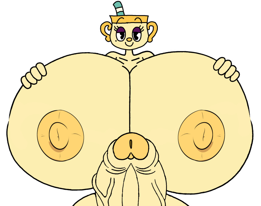 1futa bearfan7634 cuphead_(게임) futa_on_femboy 후타나리 미소 huge_cock hyper_breasts looking_at_femboy ms._chalice 머그맨_(캐릭터)